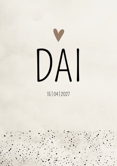 Geboortekaartje Jongen Beige Stippen Hartje