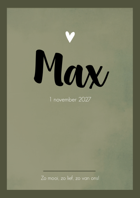 Geboortekaartje Jongen Klassiek Stoer Groen