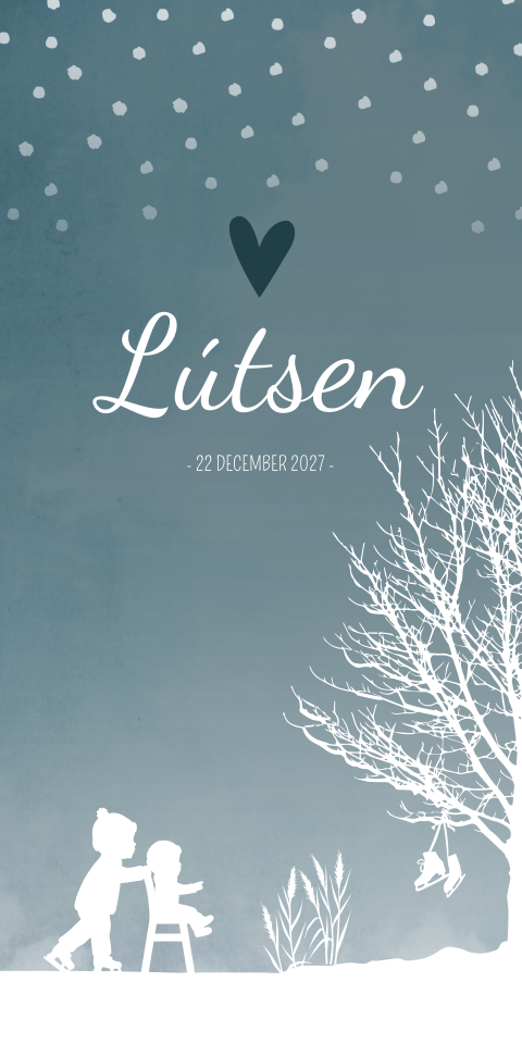 Geboortekaartje Jongen Schaatsen Sneeuw Winter