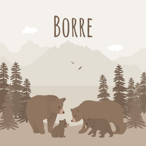 Geboortekaartje jongen beren dennenbomen