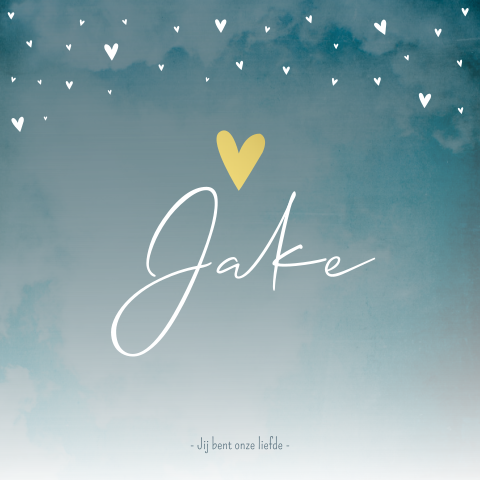 Rouwkaart romantisch blauw gewolkt hartjes