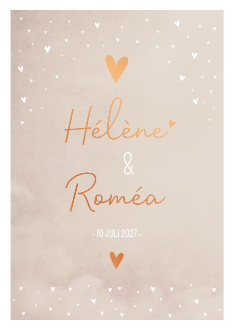 Rouwkaart Geboortekaartje Tweeling Hartjes Roze