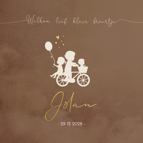 Geboortekaartje Jongen Silhouetten Bruin Fiets