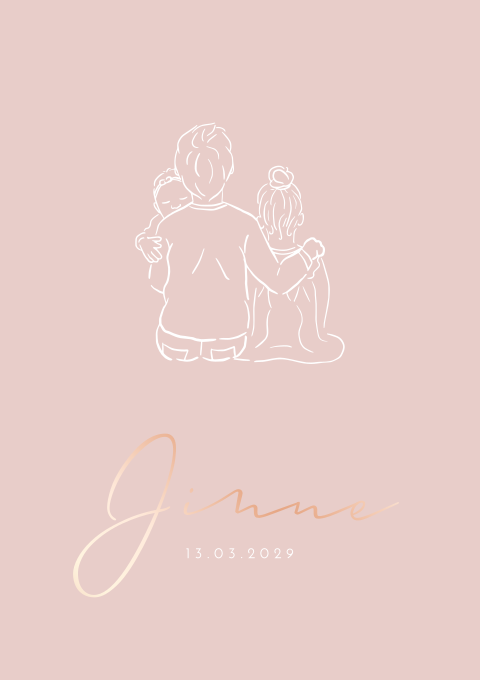 Geboortekaartje Meisje Beige Lijntekening