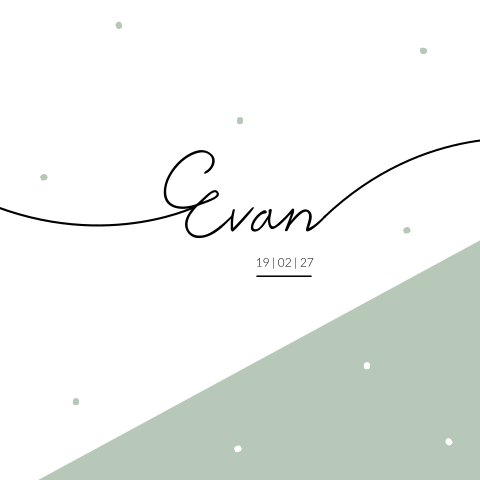 Geboortekaartje jongen oudgroen Wit Stippen