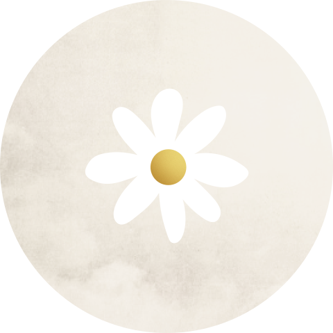 Sticker Madeliefje Beige Creme Gewolkt