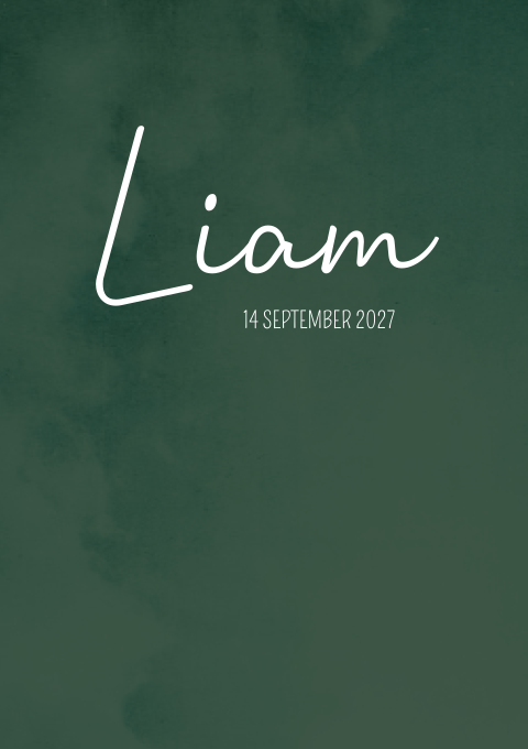 Geboortekaartje Jongen Stoer Donkergroen Gewolkt