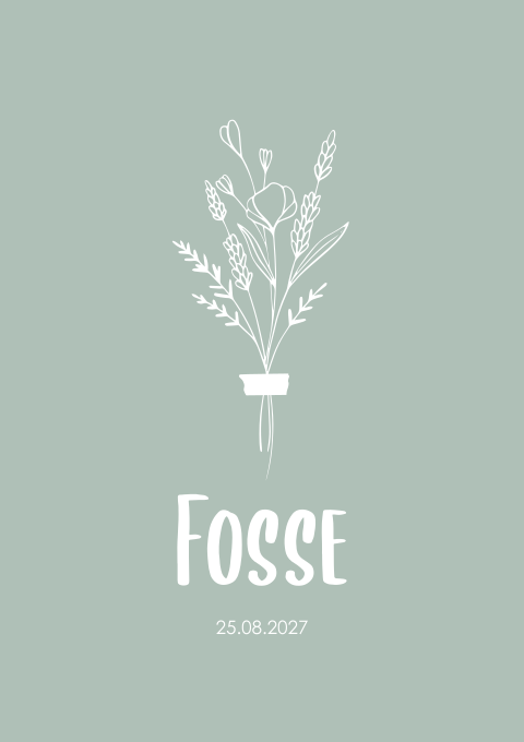 Geboortekaartje jongen boeket bloemen groen