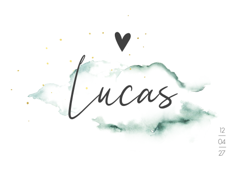 Geboortekaartje Waterverf Vlekken Romantisch Stippen