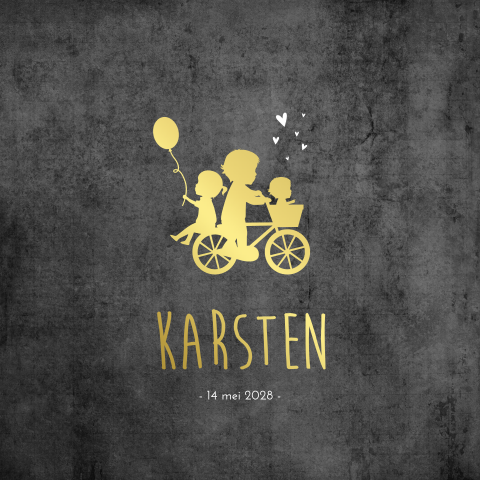 Geboortekaartje Jongen Silhouetten Fiets Zwart