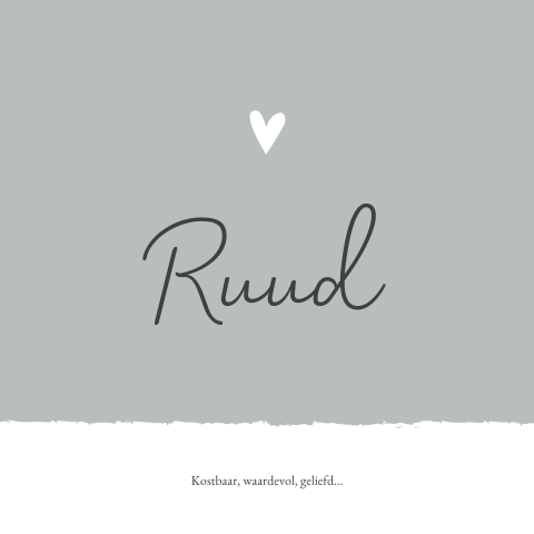 Geboortekaartje jongen oudgroen Stoer Hartje