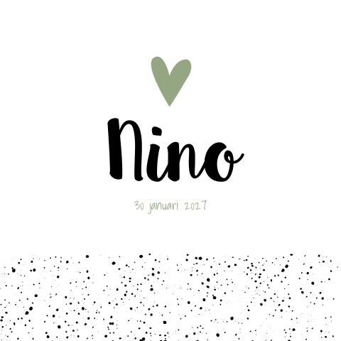 Geboortekaartje jongen groen stippen hartje