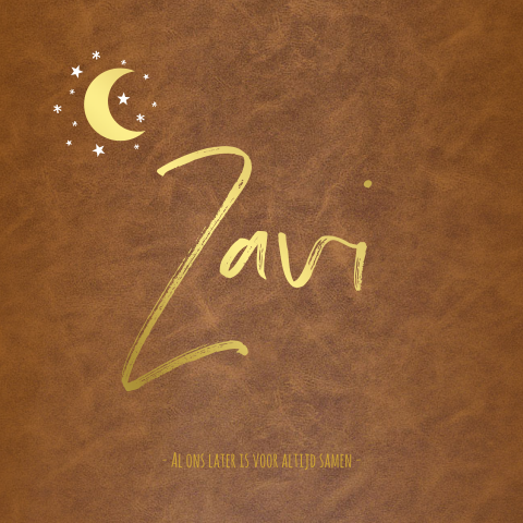 Geboortekaartje Jongen Goudfolie Maan Stoer