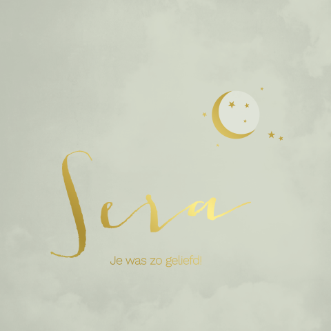 Rouwkaart meisje mint goudfolie maantje