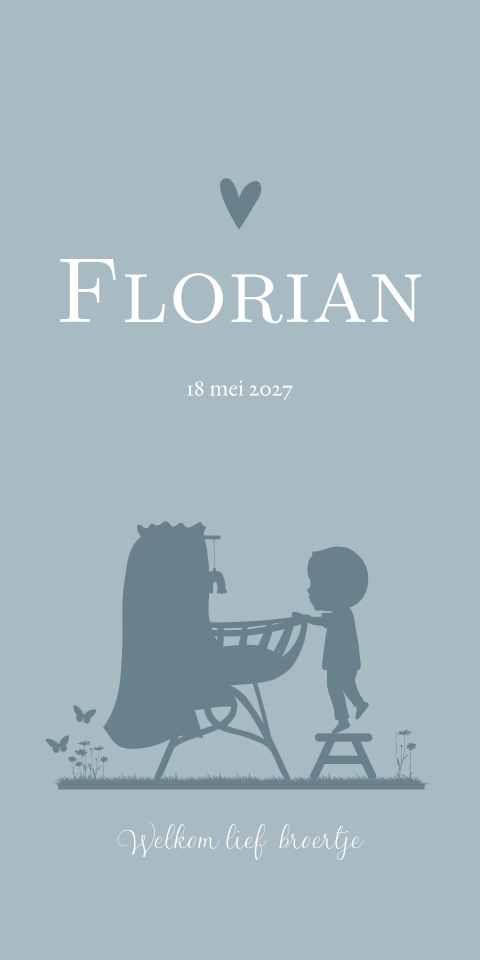 Geboortekaartje Jongen Wiegje silhouet Illustratie