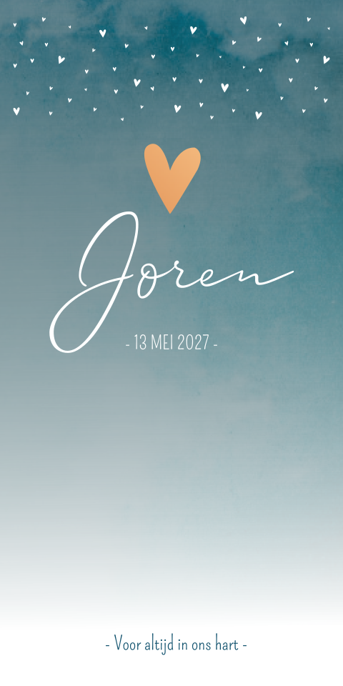 Rouwkaart Jongen Gewolkt Blauw Hartjes