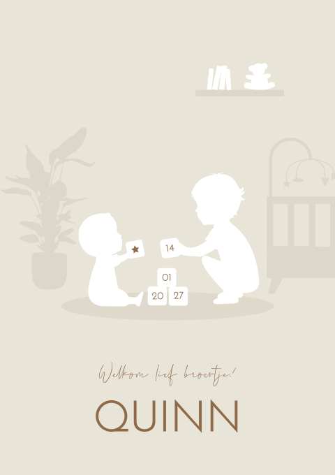 Geboortekaartje Jongen Spelen Babykamer Beige