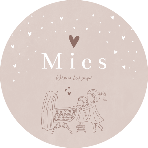 Raamsticker Rond Roze Wiegje Lijntekening
