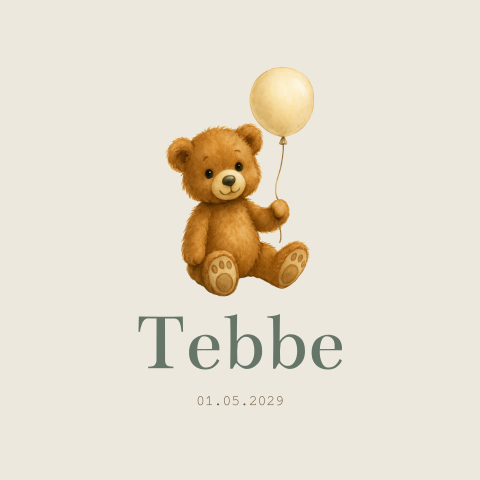 Geboortekaartje Jongen Ballon Teddybeertje