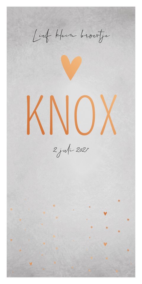 Geboortekaartje Grijs Stoer Koperfolie