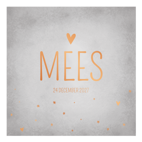 Geboortekaartje jongen grijs gewolkt koper