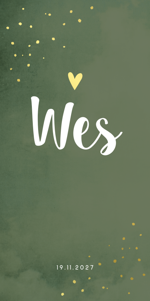 Geboortekaartje Jongen Groen Goudfolie Stipjes