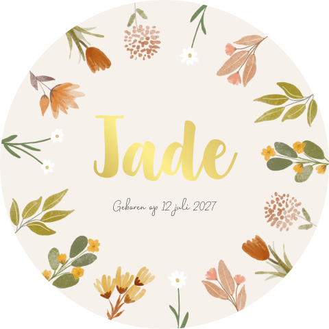 Geboortekaartje Stans Meisje Goud Bloemen