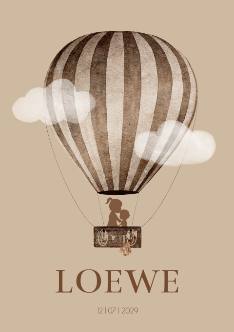Geboortekaart Jongen Luchtballon Kindjes Wolkjes