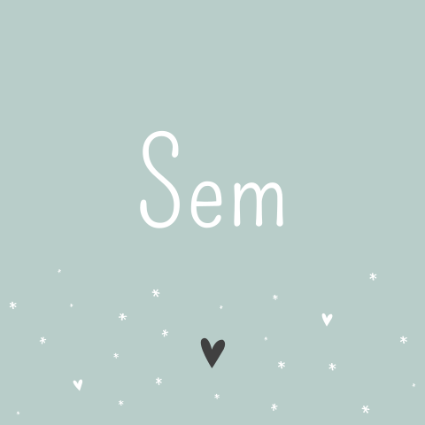 Geboortekaartje jongen lichtblauw hartjes wit