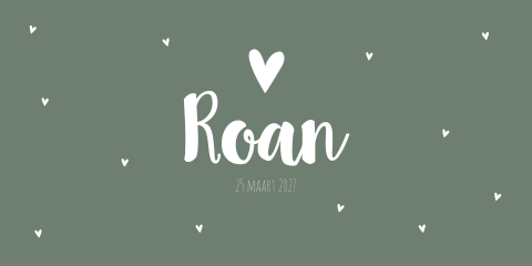 Geboortekaartje Jongen Legergroen Hartjes