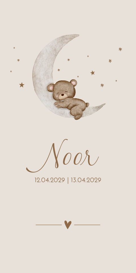 Rouwkaart Meisje Teddybeer Beertje Maantje