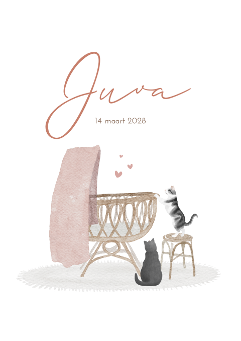 Poster Watercolor Wiegje Katten Poezen