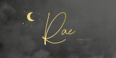 Geboortekaartje zwart maan goudfolie