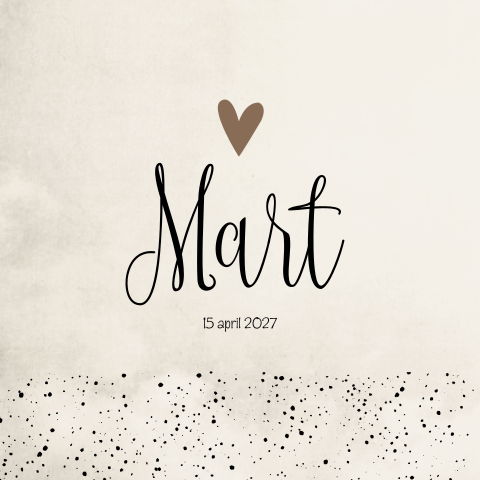 Geboortekaartje beige jongen stipjes