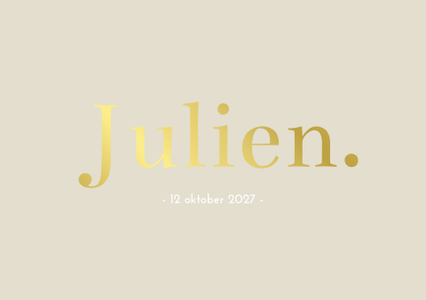 Rouwkaart jongen beige crème goudfolie