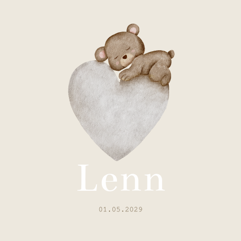 Geboortekaartje Jongen Hartje Neutraal Beertje