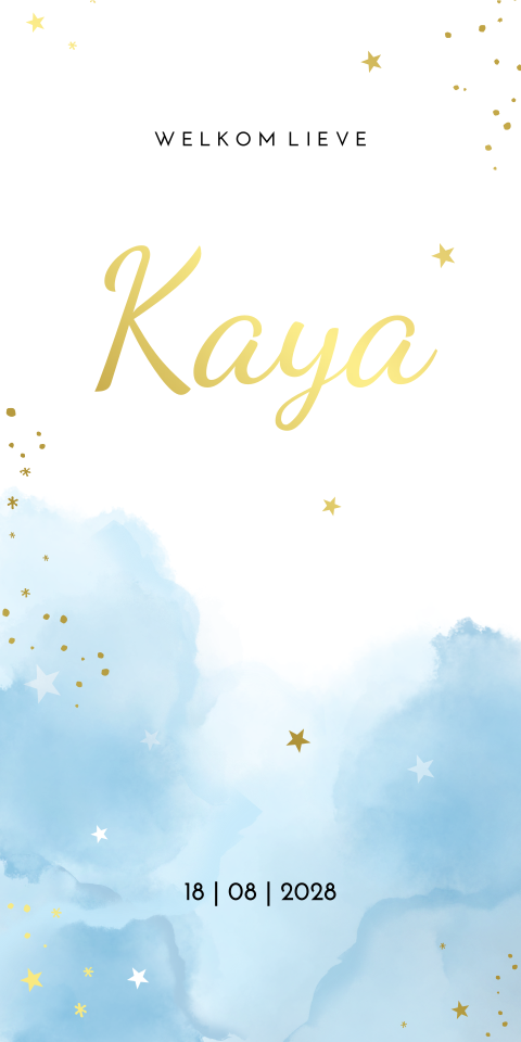 Geboortekaartje Jongen Wolken Babyblauw