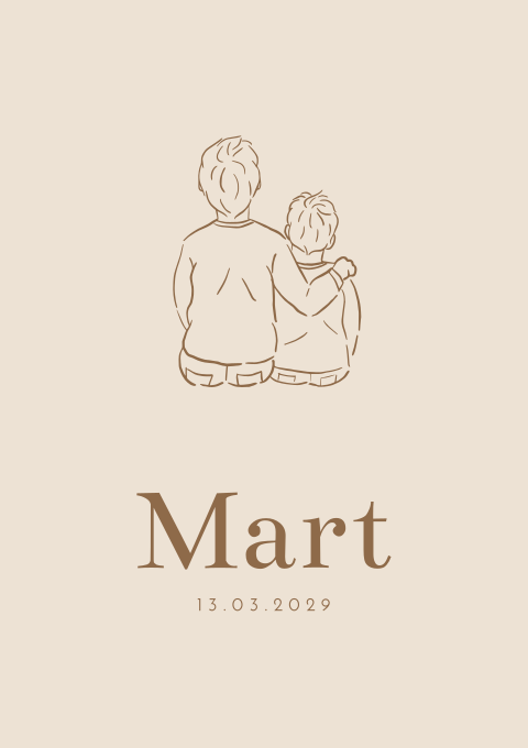 Geboortekaartje Beige Jongen Lijntekening Broeres