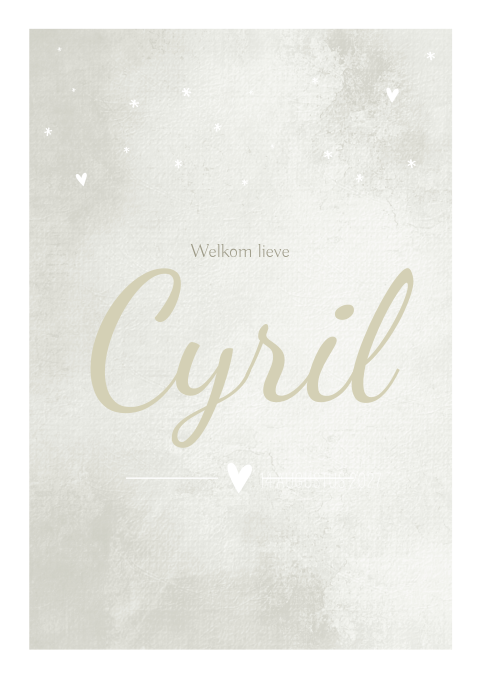 Geboortekaartje meisje beige wit hartjes