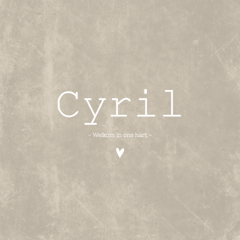 Geboortekaartje taupe velvet wit simpel