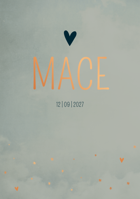 Geboortekaartje Jongen EarlyDew Koperfolie Oudgroen