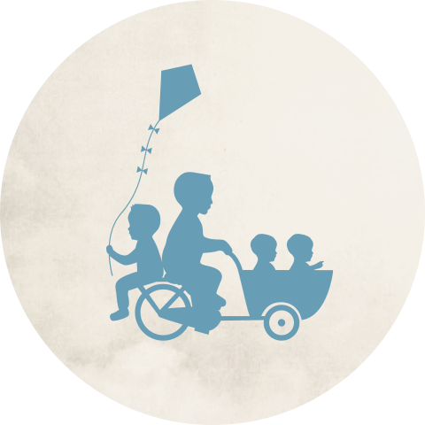 Sticker sluitzegel beige tweeling bakfiets