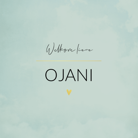 Geboortekaartje jongen turkoois goudfolie hartje