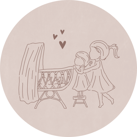 Sticker sluitzegel roze wieg zusjes