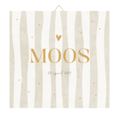 Geboorte tegel strepen beige hartjes