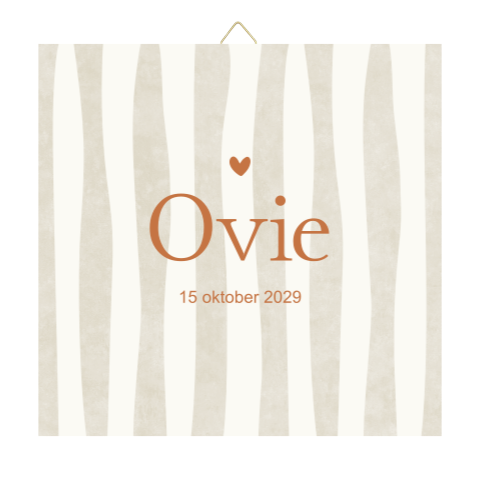 Geboortetegeltje Jongen Suède Koperfolie Streepjes